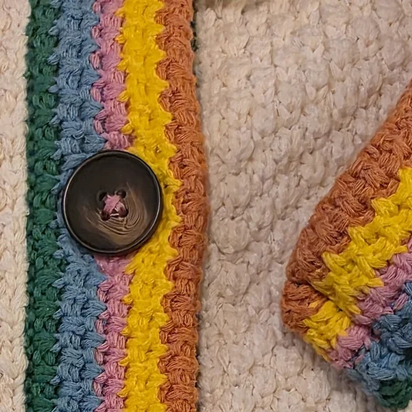 Boden White Cardigan with Rainbow Trim - Picture 4 of 6